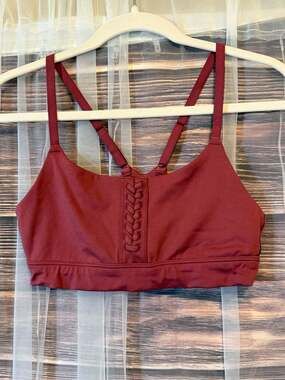 OFFLINE by Aerie Real Me Lace-Up Medium Support Sports Bra in Brick